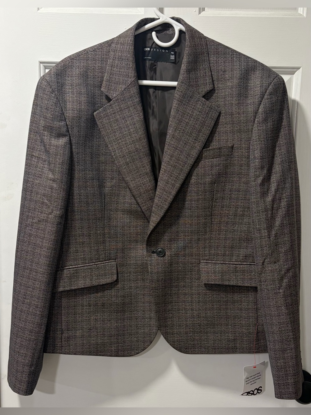 NWT ASOS DESIGN Men's Brown/Gray Plaid Tailored Suit Blazer Jacket - Size 38R